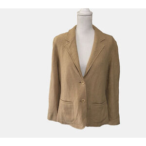 Chicos Boucle Wool Blend Cardigan Jacket Womens Sz 2 US Large Brown‎ Pockets
